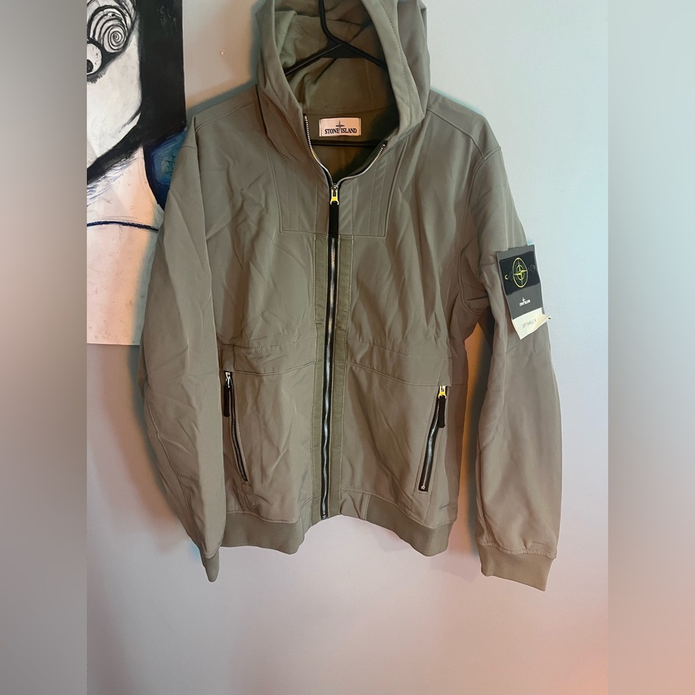 Stone Island Light Soft Shell R Jacket Size XL Olive Pre-owned *missing CLG